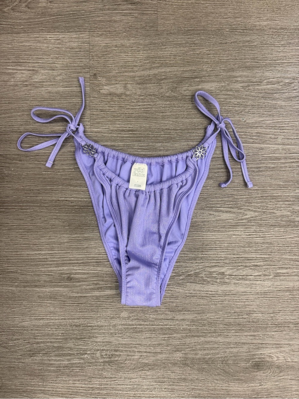 Wild Fable Lilac Tie-Side Bikini Bottom with Floral Accents Size Large